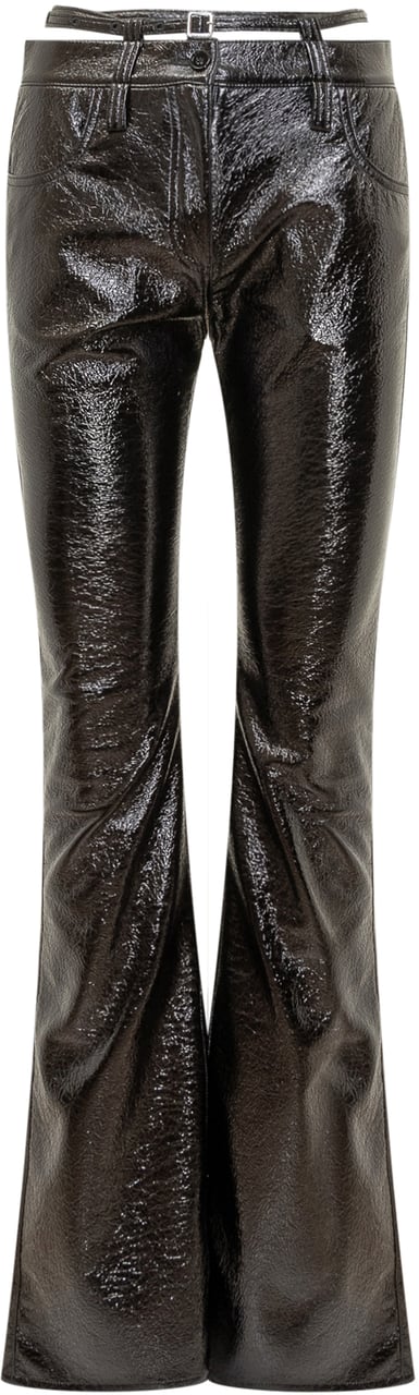 Pinko Pinko Pantaloni Rocio a Zampa Effetto Vernice Zwart