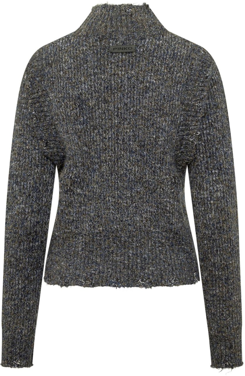 Pinko Maglione Pinko Lurex Grigio con Collo Alto Donkergrijs