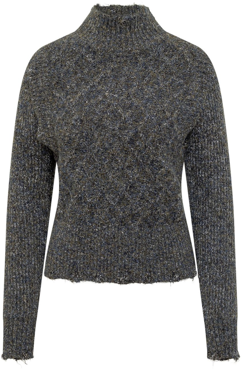 Pinko Maglione Pinko Lurex Grigio con Collo Alto Donkergrijs