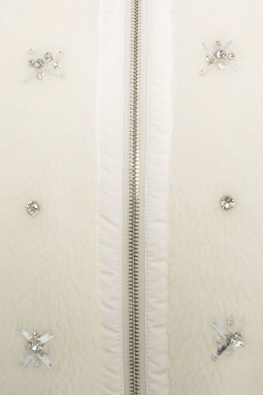 Pinko Faux fur jacket with rhinestones Wit