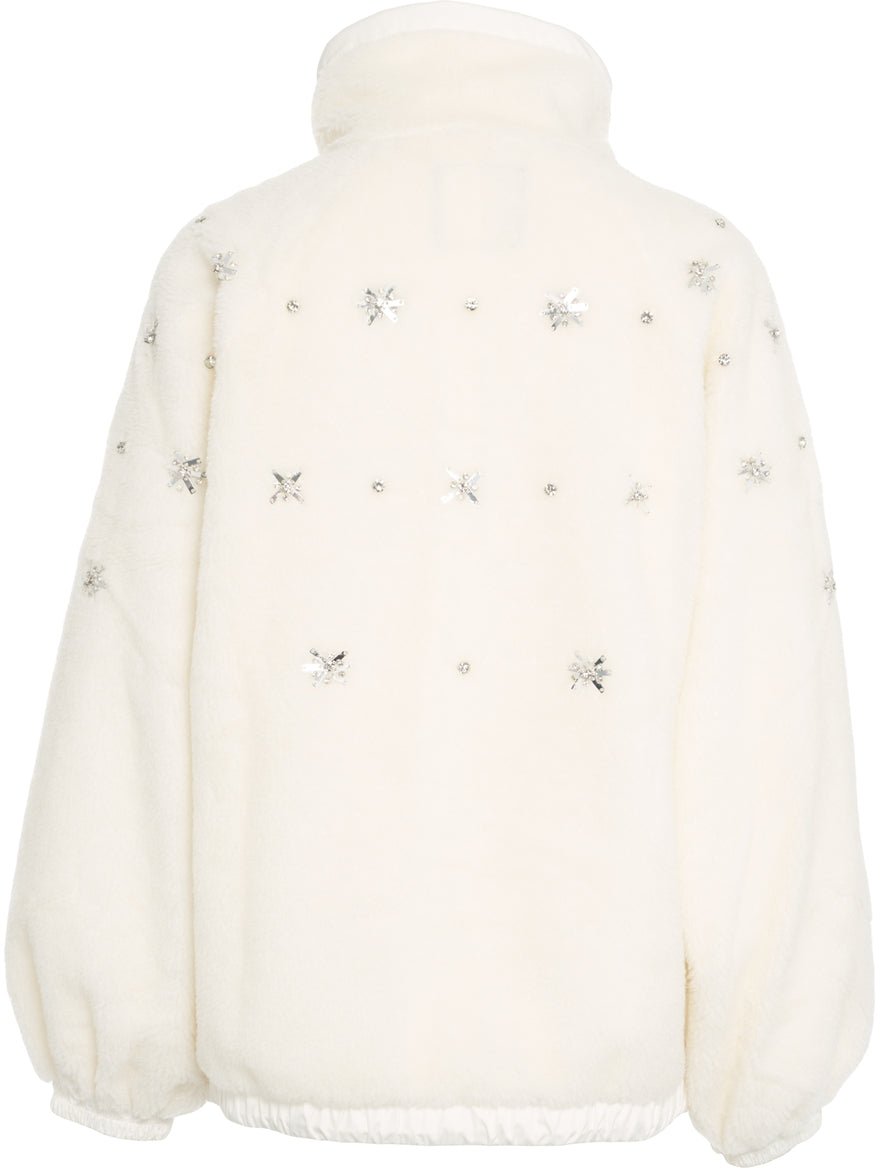 Pinko Faux fur jacket with rhinestones Wit