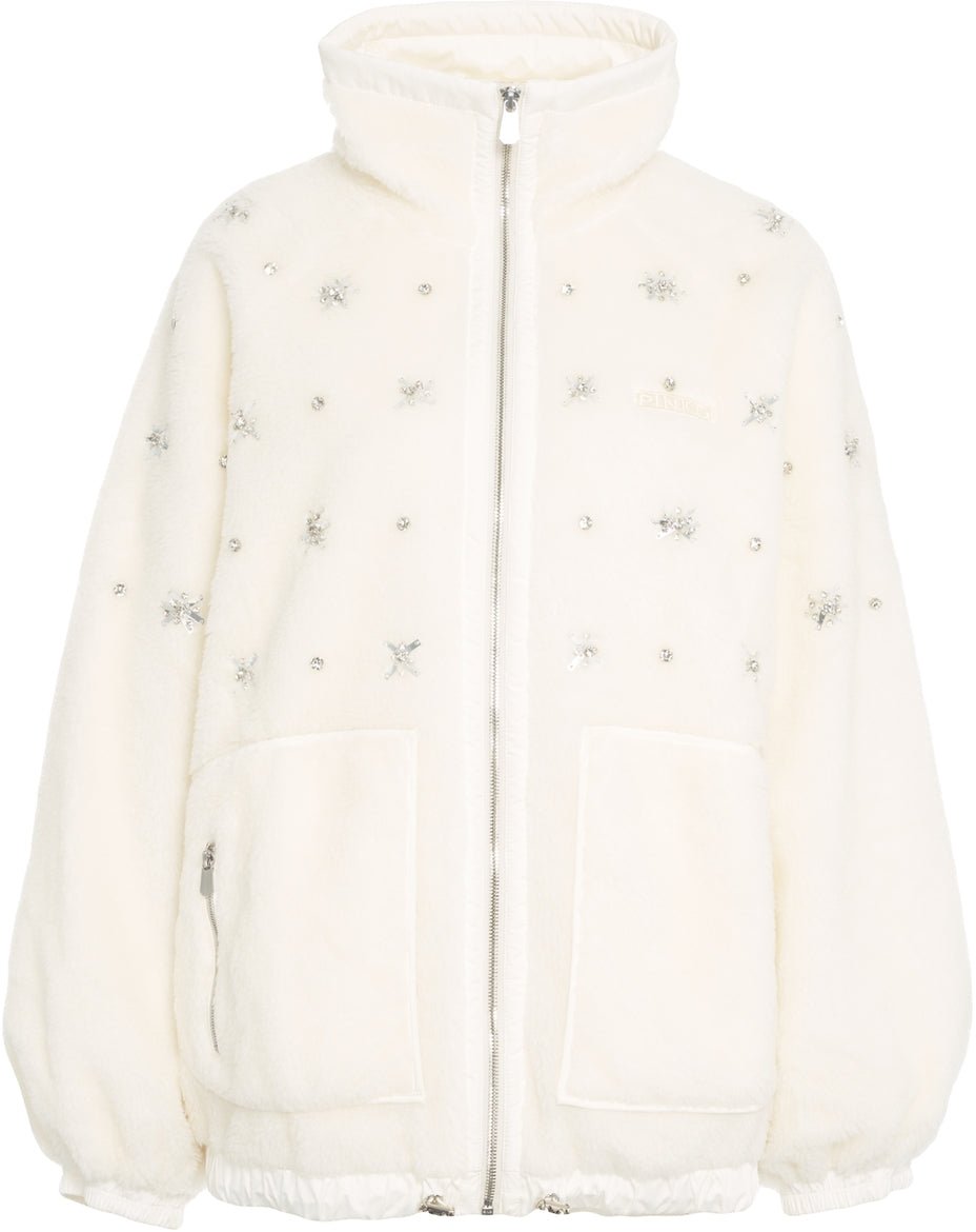Pinko Faux fur jacket with rhinestones Wit