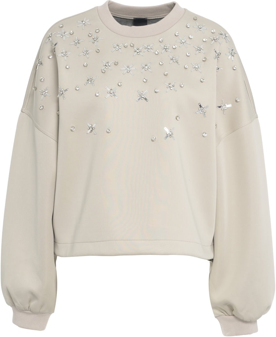 Pinko Sweatshirt with rhinestones Beige