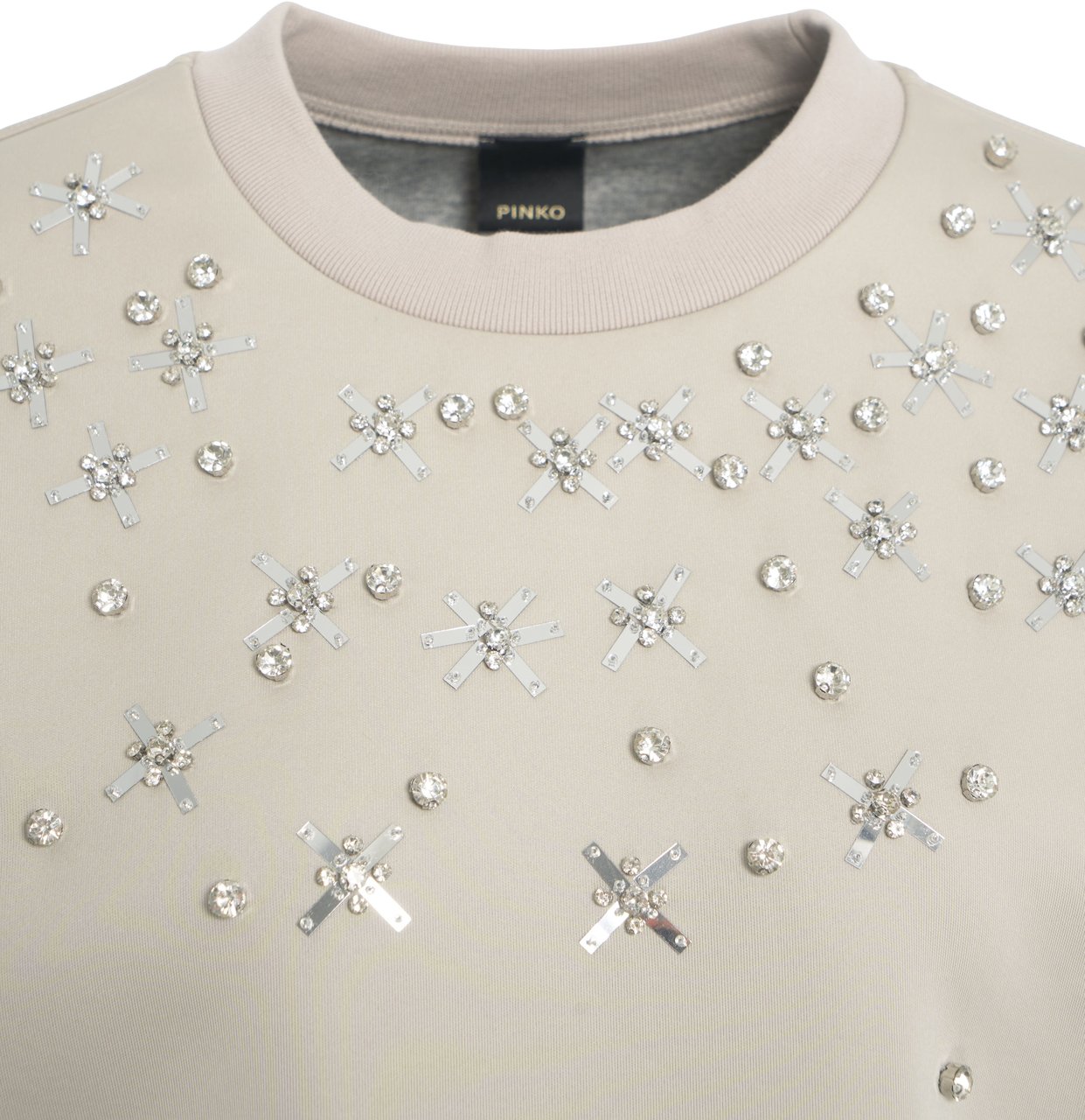 Pinko Sweatshirt with rhinestones Beige