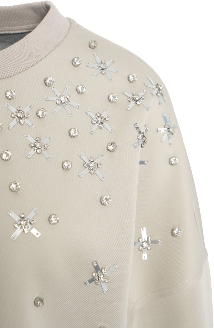 Pinko Sweatshirt with rhinestones Beige