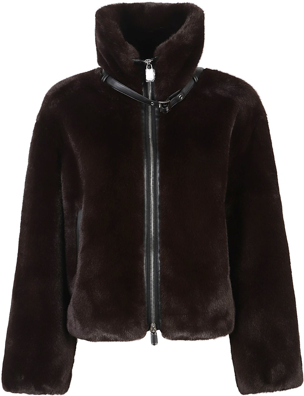 Pinko Estebana Faux Fur Jacket Brown Bruin
