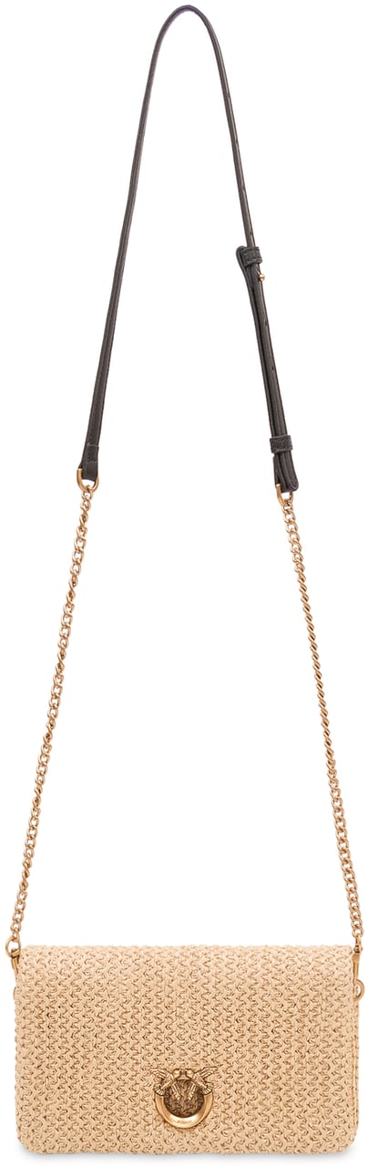 Pinko Borsa Click Soft con Patta e Trama Intrecciata Beige