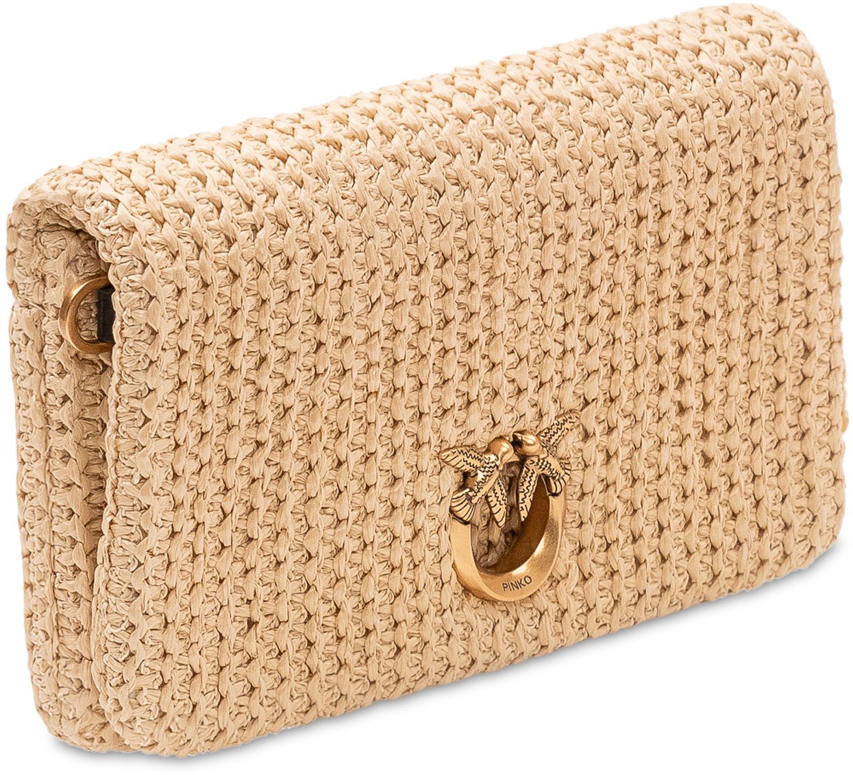 Pinko Borsa Click Soft con Patta e Trama Intrecciata Beige