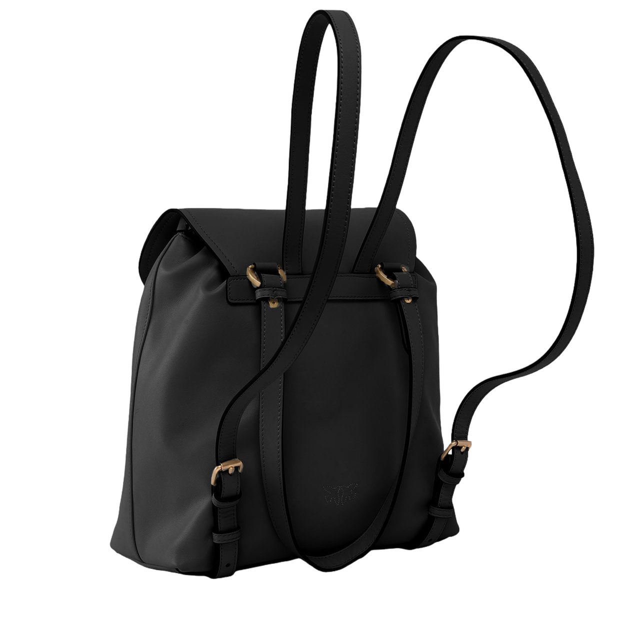 Pinko Leather Backpack With Lettering Zwart