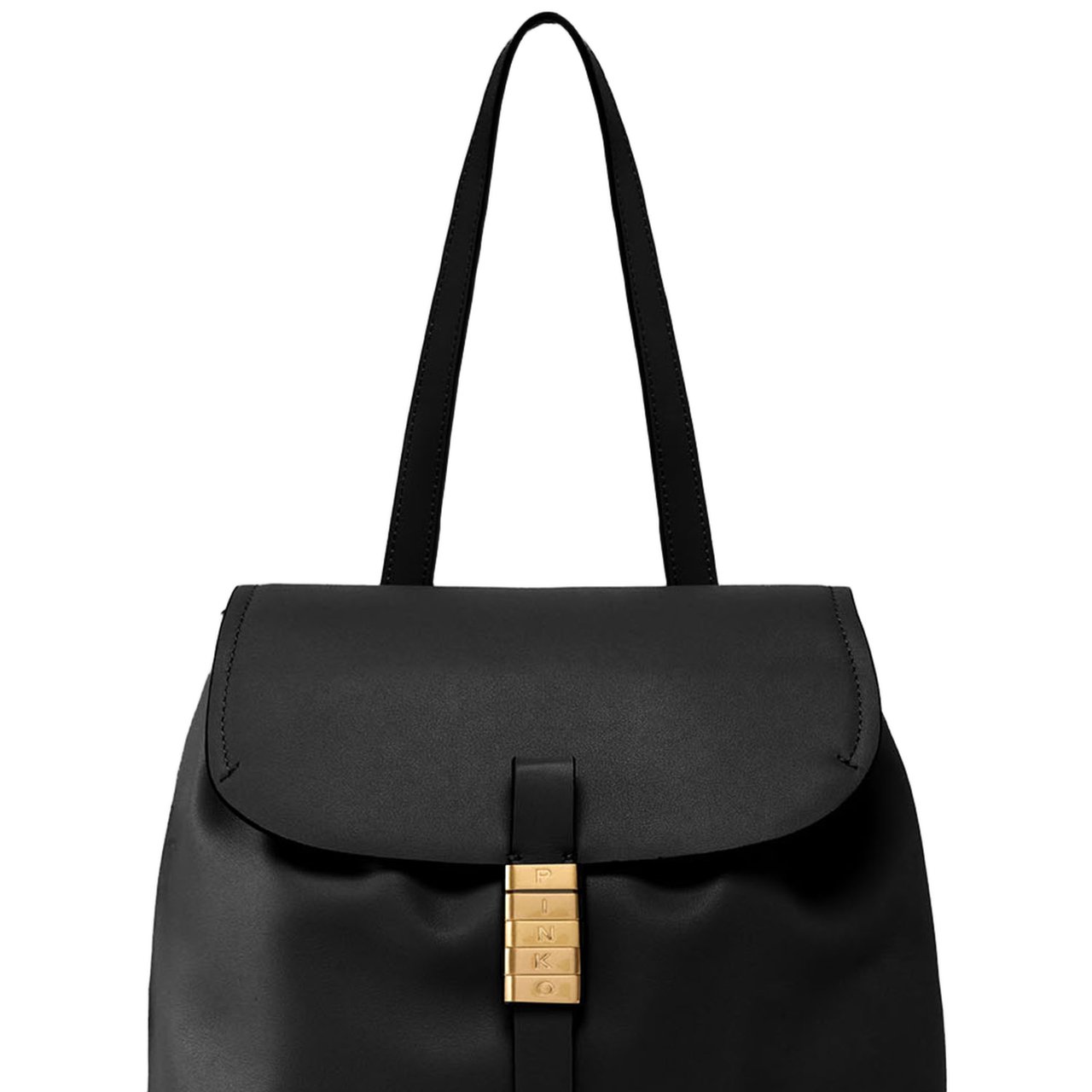Pinko Leather Backpack With Lettering Zwart