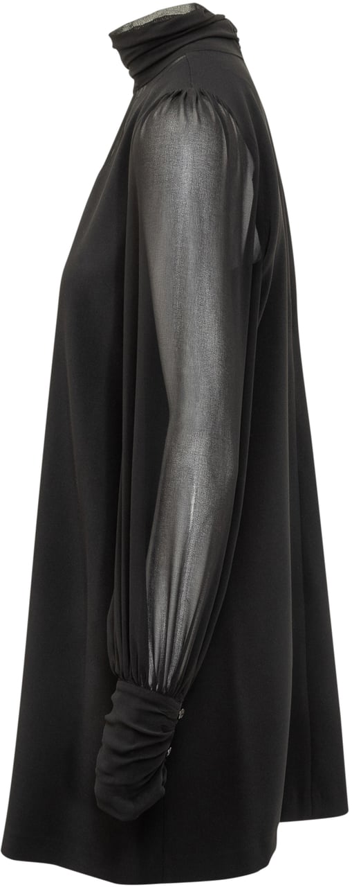 Pinko Abito Corto Pinko Nero con Maniche Trasparenti Zwart