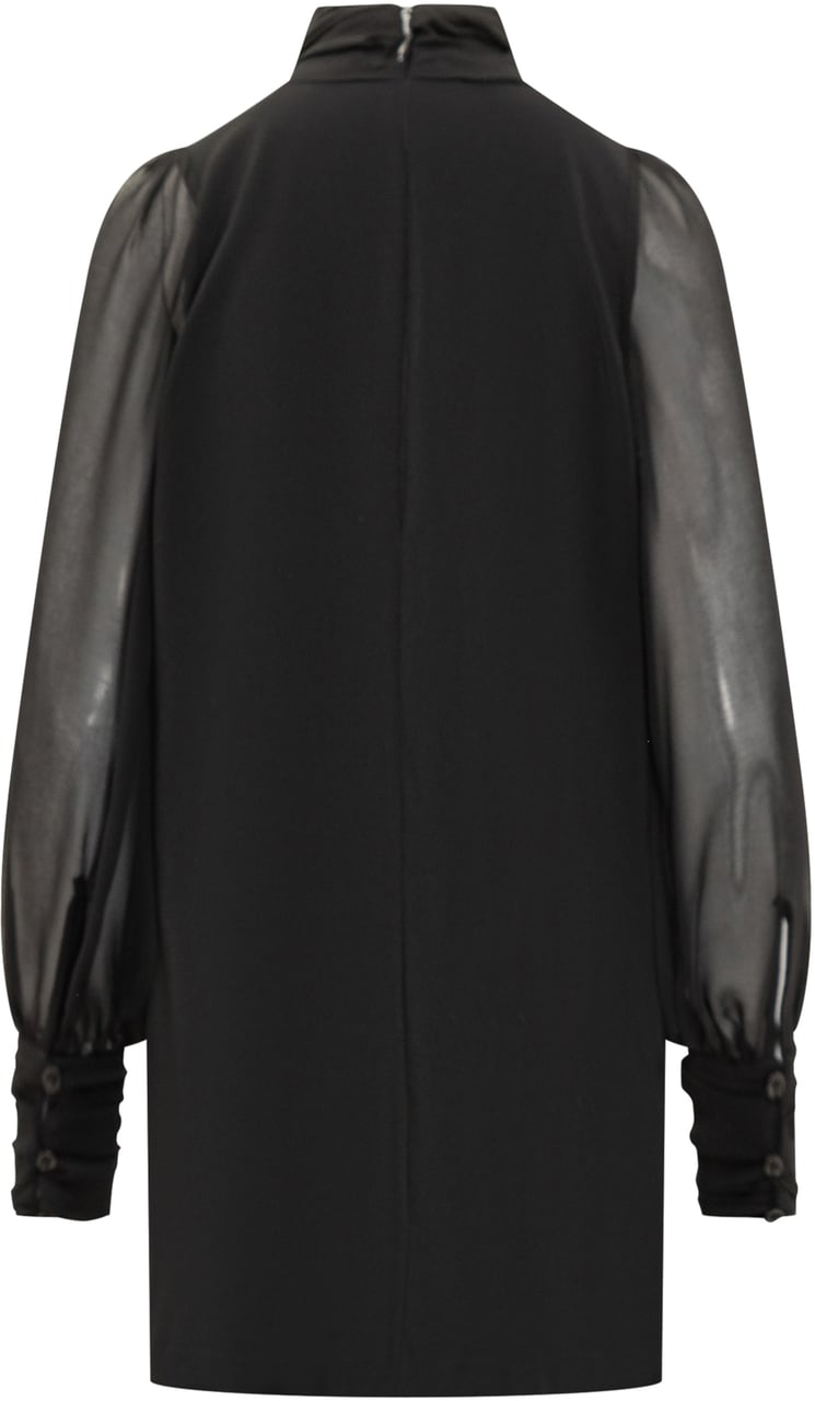 Pinko Abito Corto Pinko Nero con Maniche Trasparenti Zwart