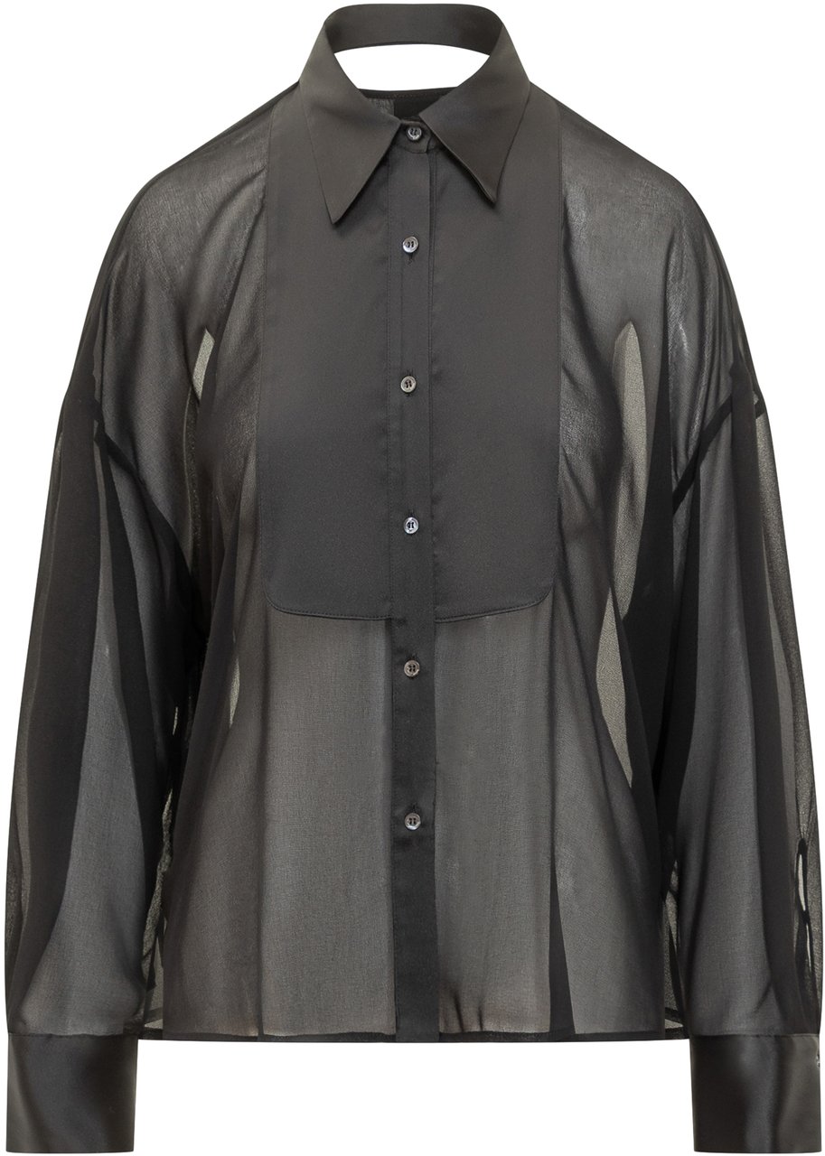 Pinko Pinko Camicia in Organza Trasparente Zwart