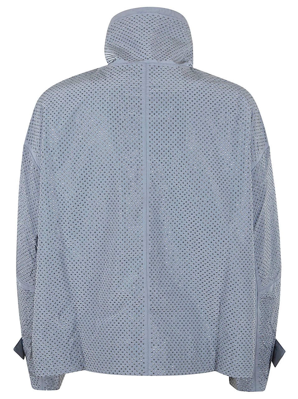 Pinko Technical Canvas Blouson Jacket with Rhinestone Embellishments Grijs