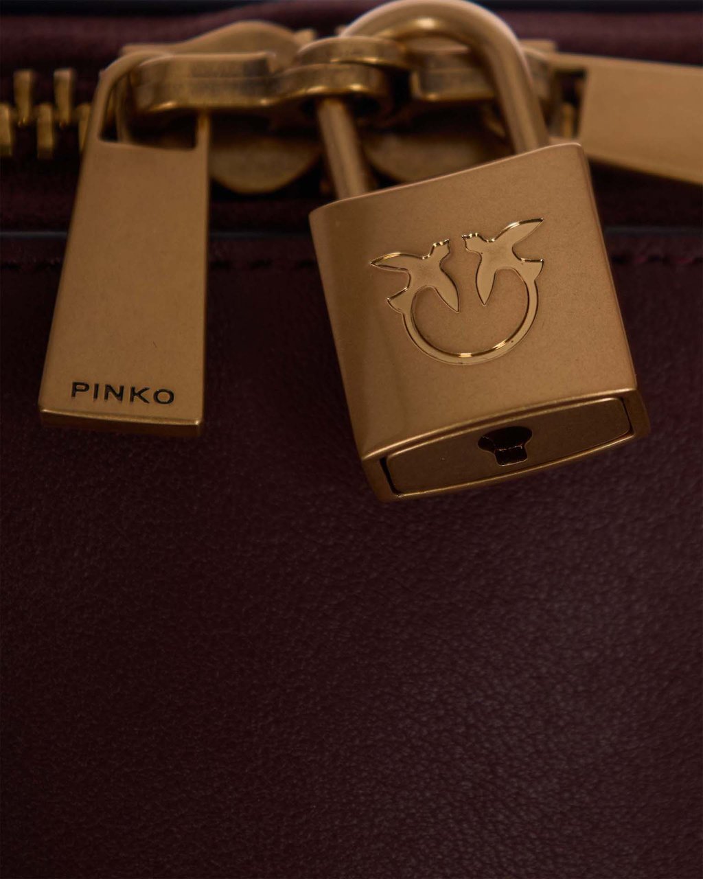 Pinko Bags Burgundy Wine-Antique Gold Maroon