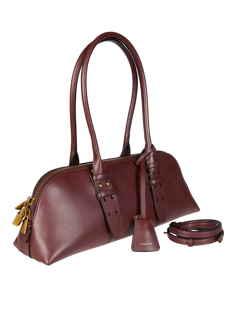 Pinko Bowling Baguette Big Smooth Handbag Bruin