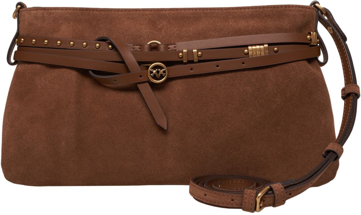 Pinko Suede shoulder bag 'Belt Bag' Bruin