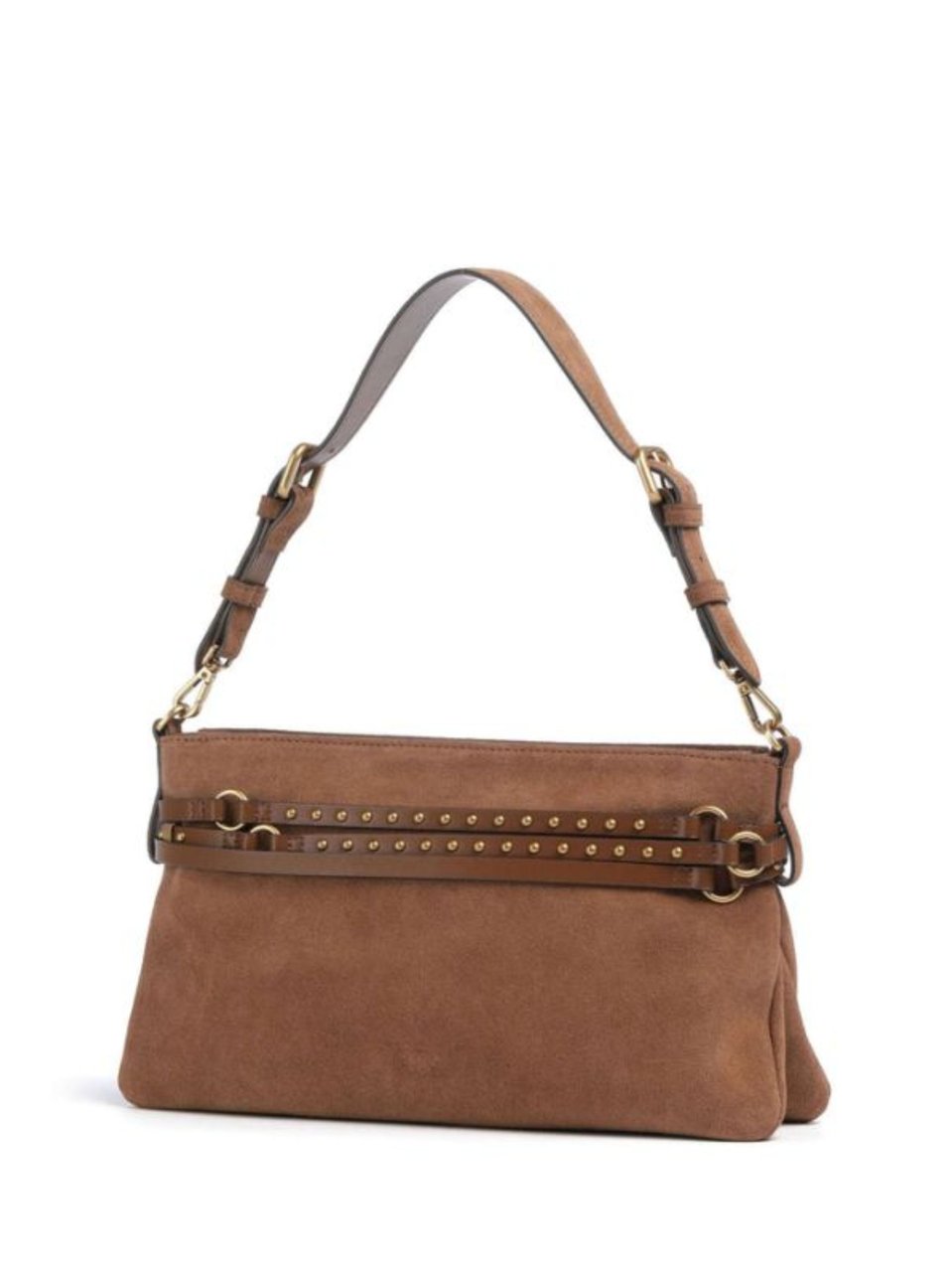 Pinko Classic Suede Gold-tone Handbag Bruin