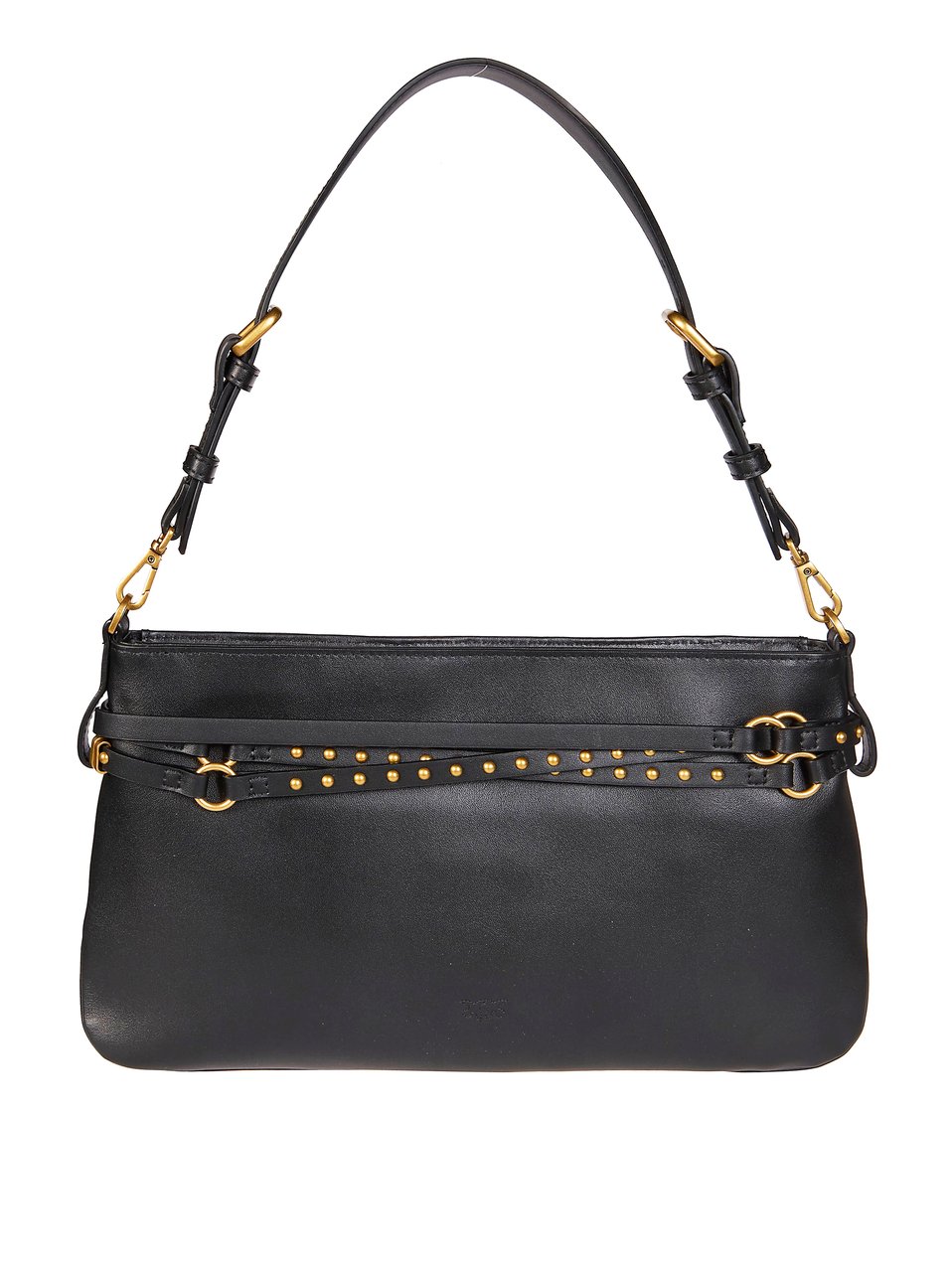 Pinko Classic Vitello Smooth Leather Handbag Zwart