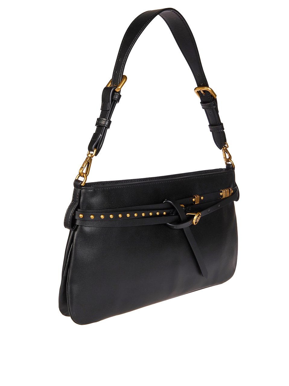 Pinko Classic Vitello Smooth Leather Handbag Zwart