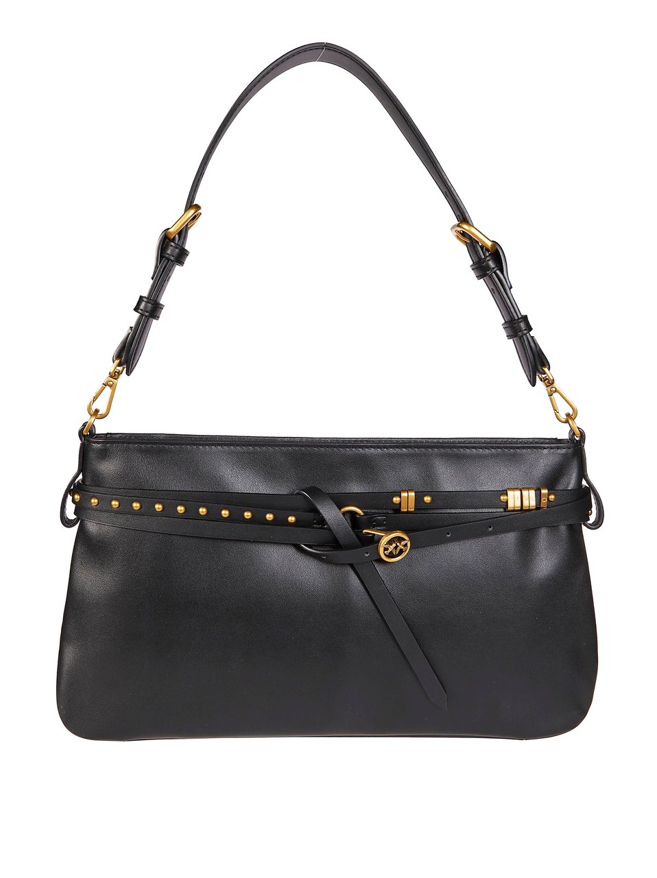 Pinko Classic Vitello Smooth Leather Handbag Zwart