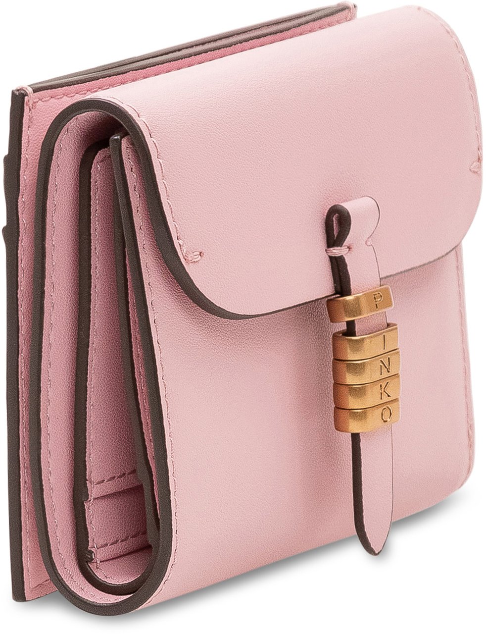 Pinko Portafoglio Saddle con Patta e Chiusura Frontale Roze