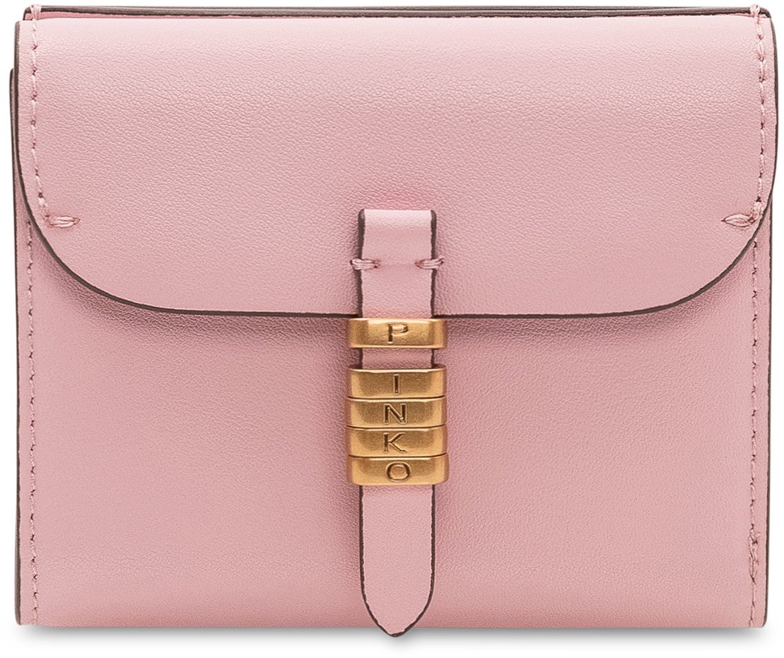 Pinko Portafoglio Saddle con Patta e Chiusura Frontale Roze