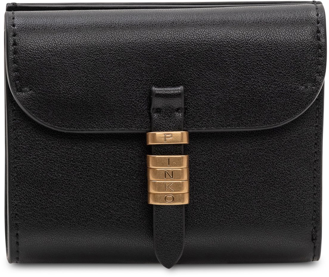 Pinko Portafoglio Saddle con Patta e Chiusura Frontale Zwart