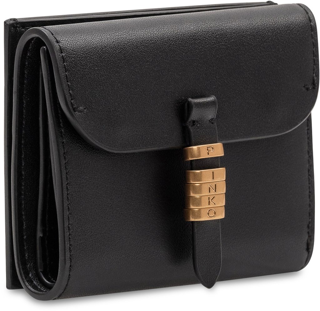 Pinko Portafoglio Saddle con Patta e Chiusura Frontale Zwart