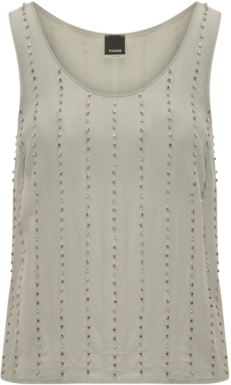 Pinko Top Senza Maniche con Applicazioni Taupe