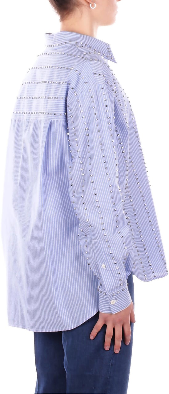 Pinko Shirts Bianco Azzurro Lichtblauw