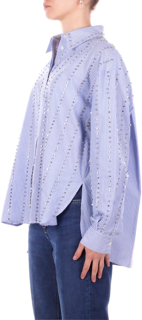 Pinko Shirts Bianco Azzurro Blauw