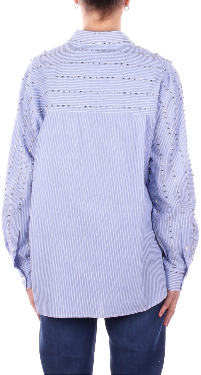 Pinko Shirts Bianco Azzurro Lichtblauw