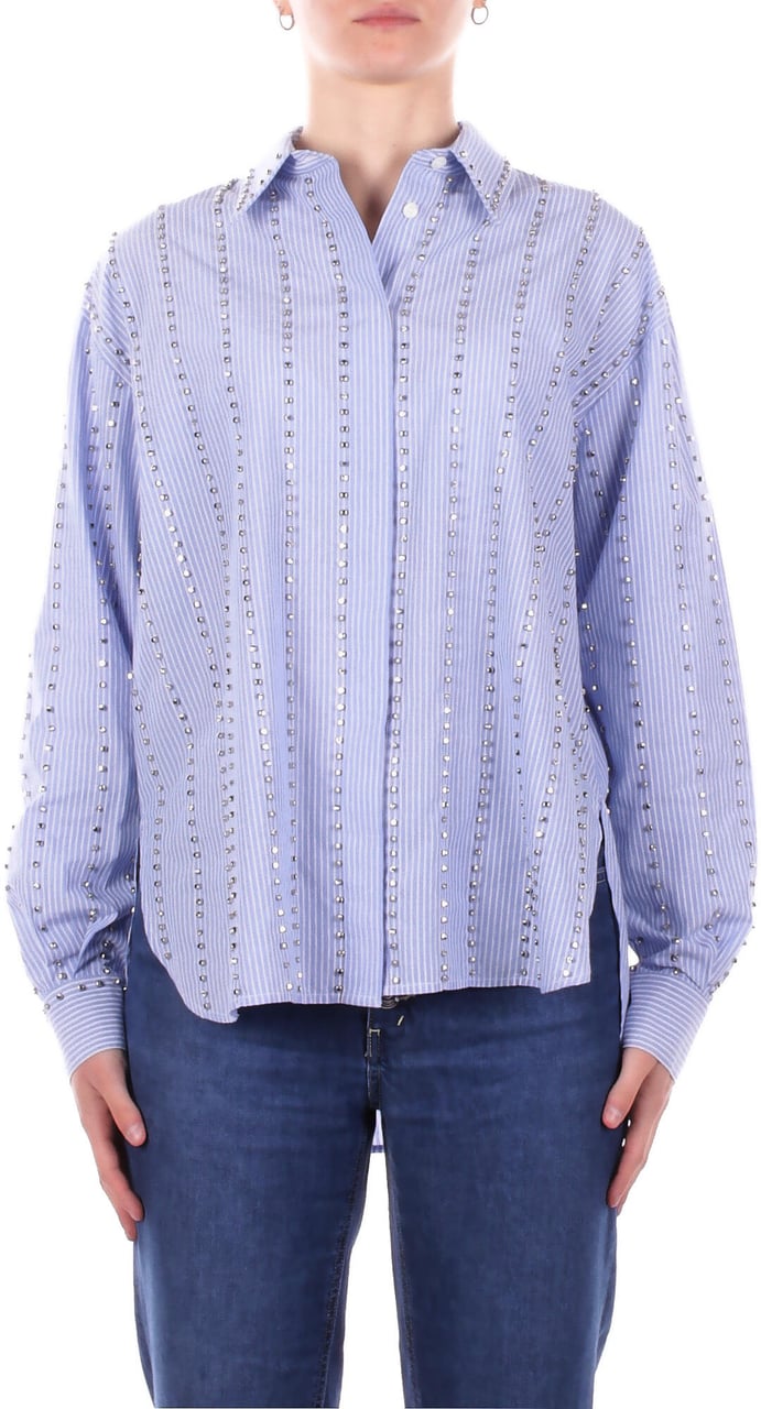 Pinko Shirts Bianco Azzurro Blauw