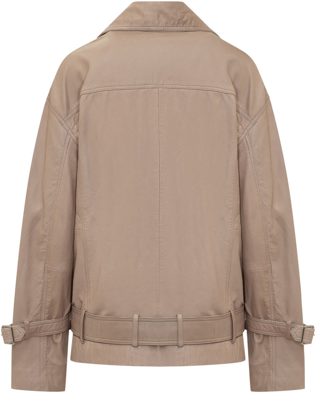 Pinko Giacca Biker Candy con Cintura e Zip Beige