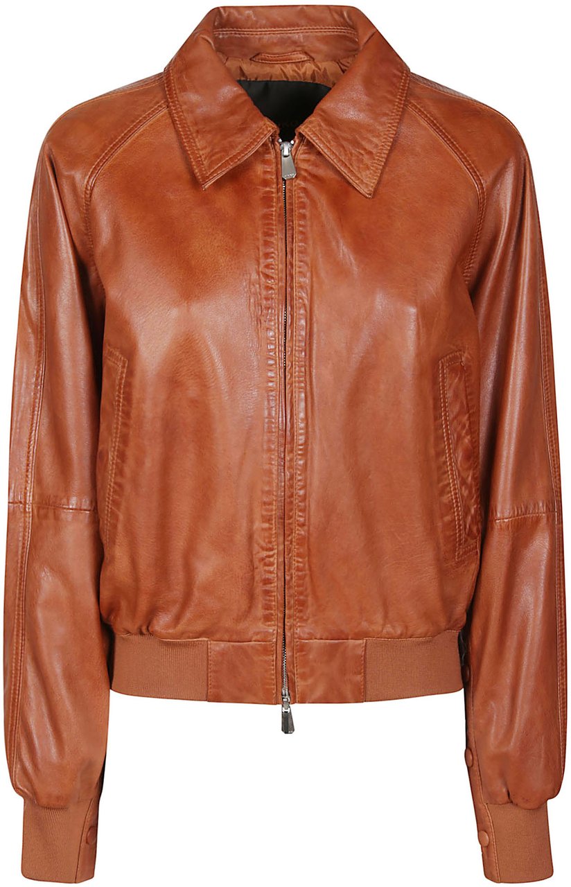 Pinko Barbra Bomber Jacket Brown Bruin