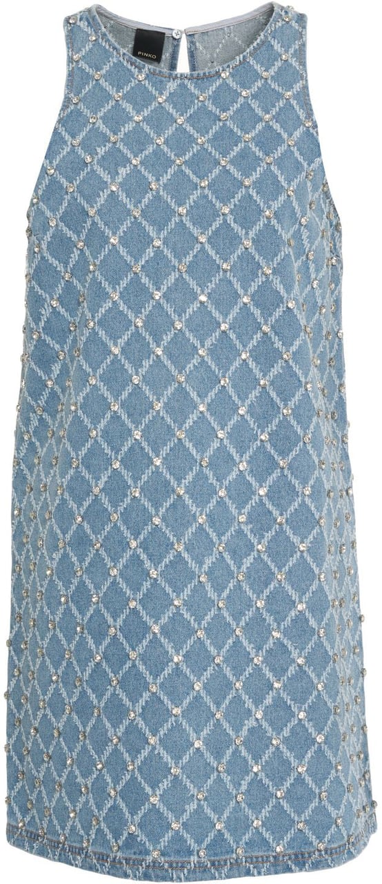Pinko Denim dress with rhinestones Blauw