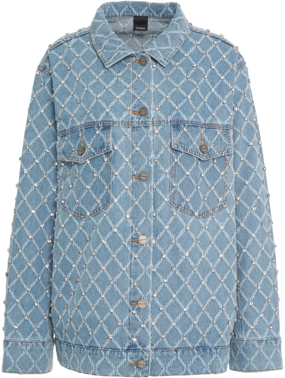 Pinko Jacket with rhinestones 'Pifferaio' Blauw