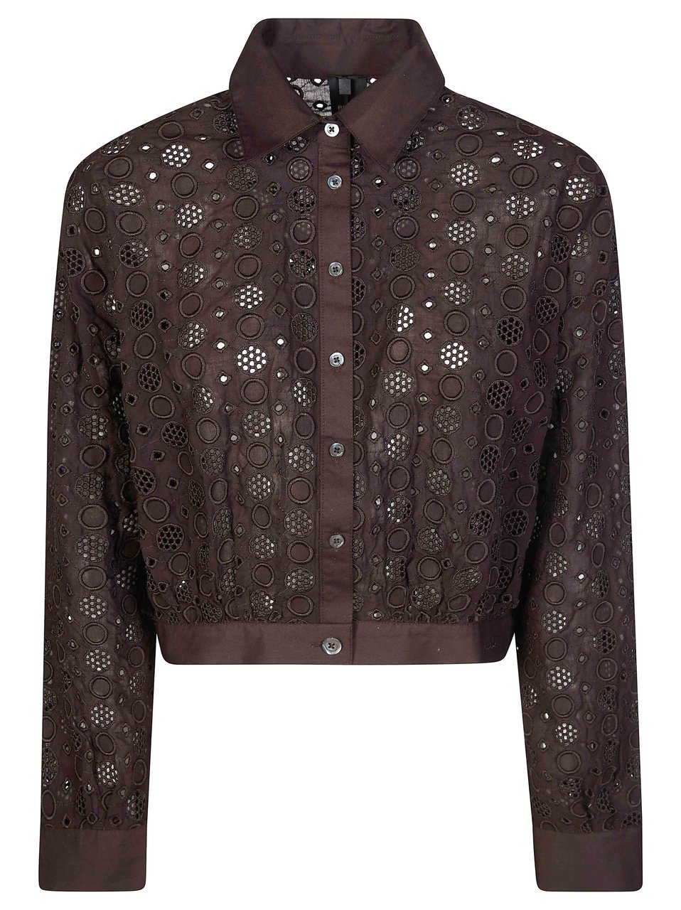 Pinko Brown Charita Poplin Embroidered Shirt Zwart