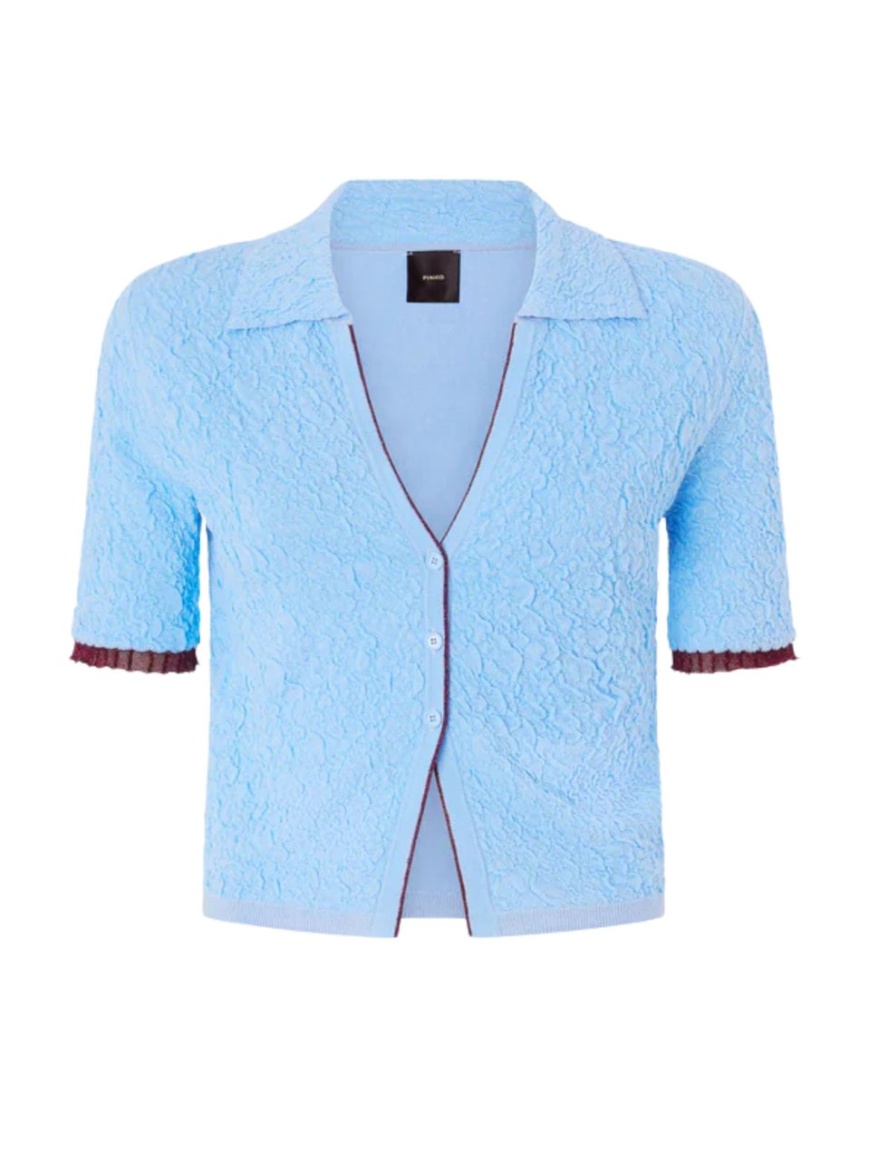 Pinko Textured Jacquard Polo Cardigan Blauw