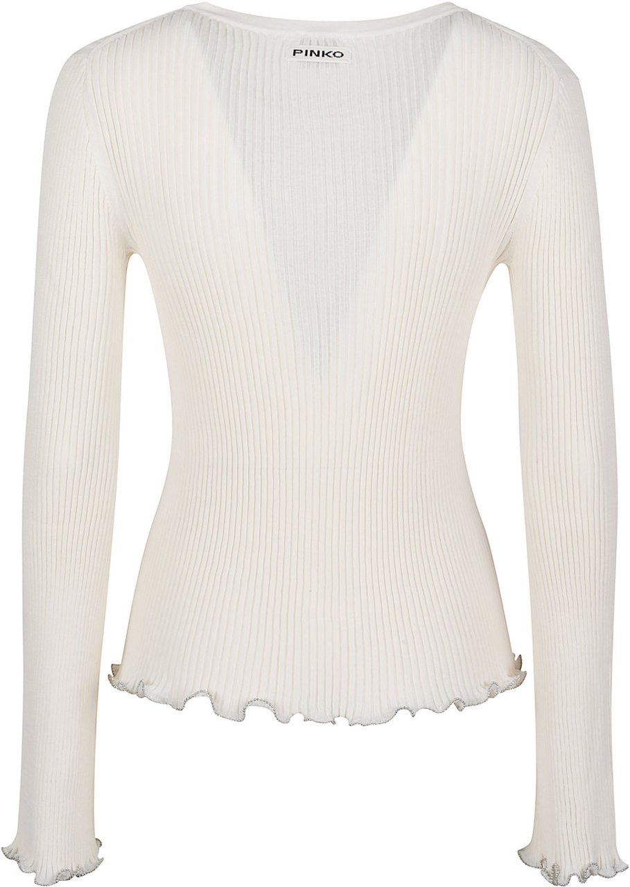 Pinko Nebbia Long Sleeve Sweater White Wit