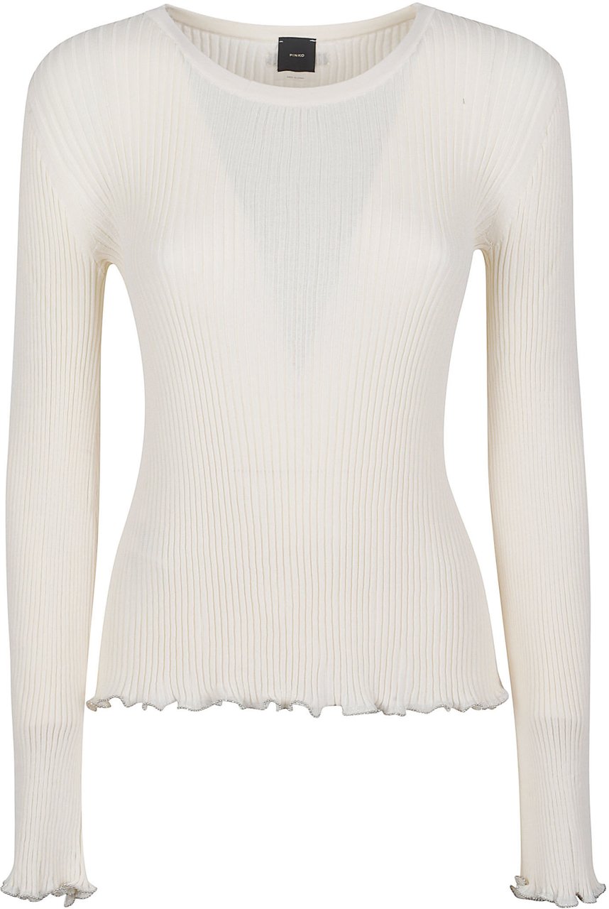 Pinko Nebbia Long Sleeve Sweater White Wit