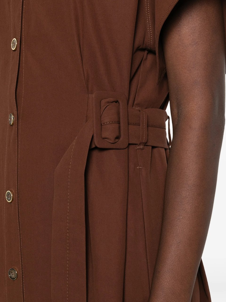 Pinko Alesha Midi Wide-Sleeve Fabric Dress Zwart