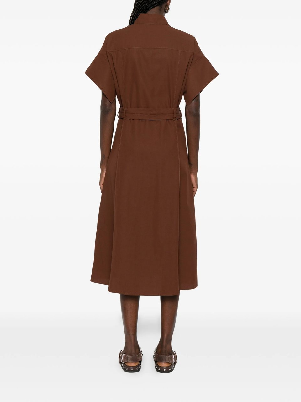 Pinko Alesha Midi Wide-Sleeve Fabric Dress Zwart