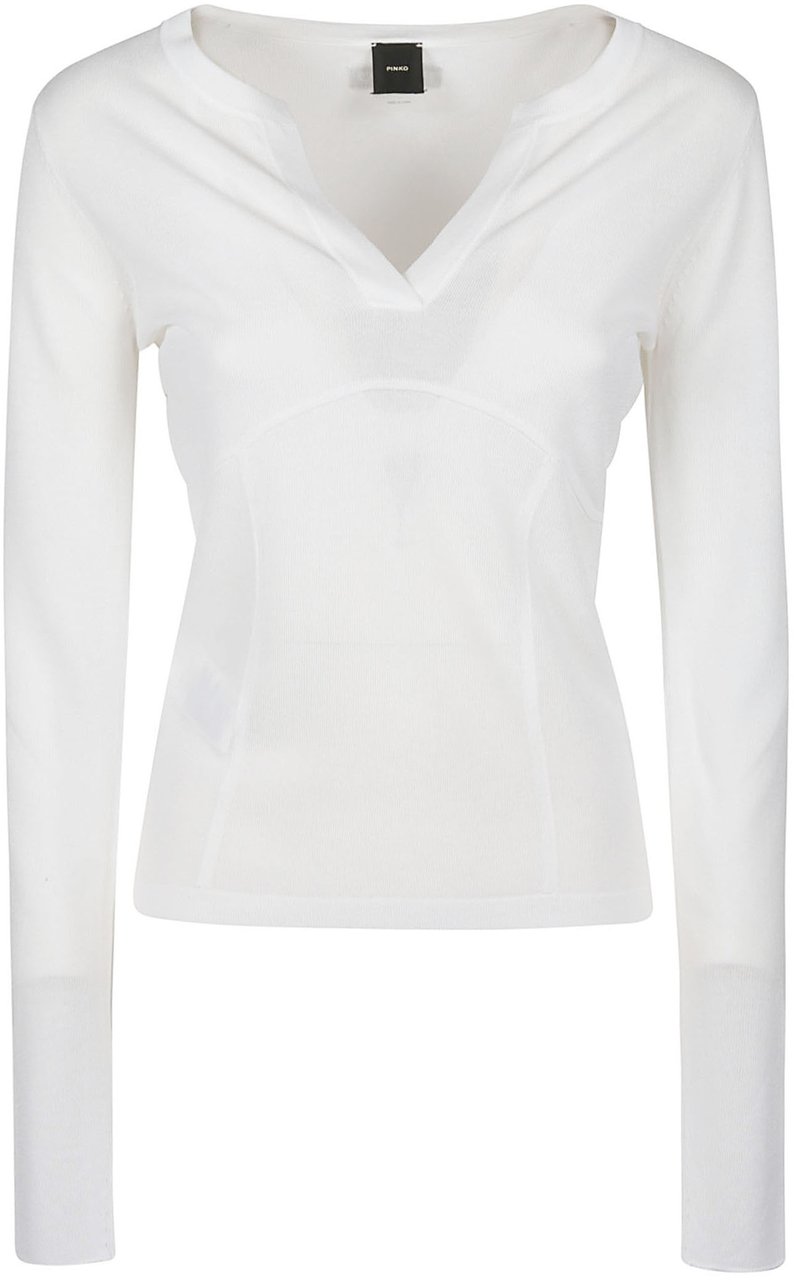 Pinko Asteroide V Neck Sweater White Wit