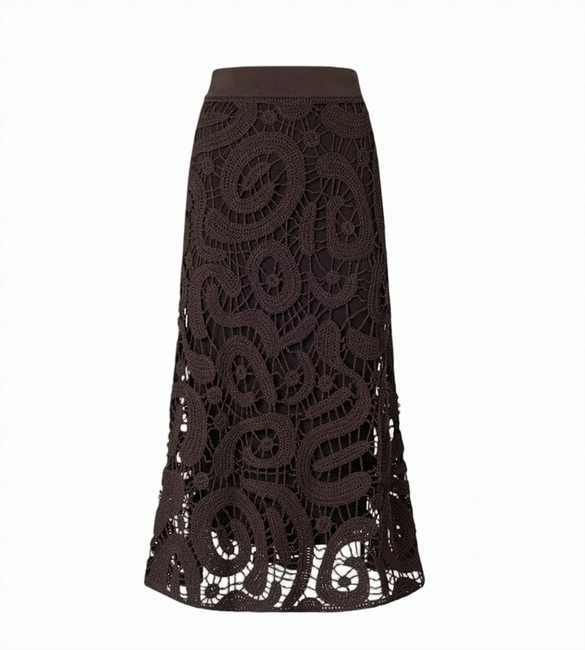 Pinko Maestrale Crochet Flared Midi Skirt Zwart