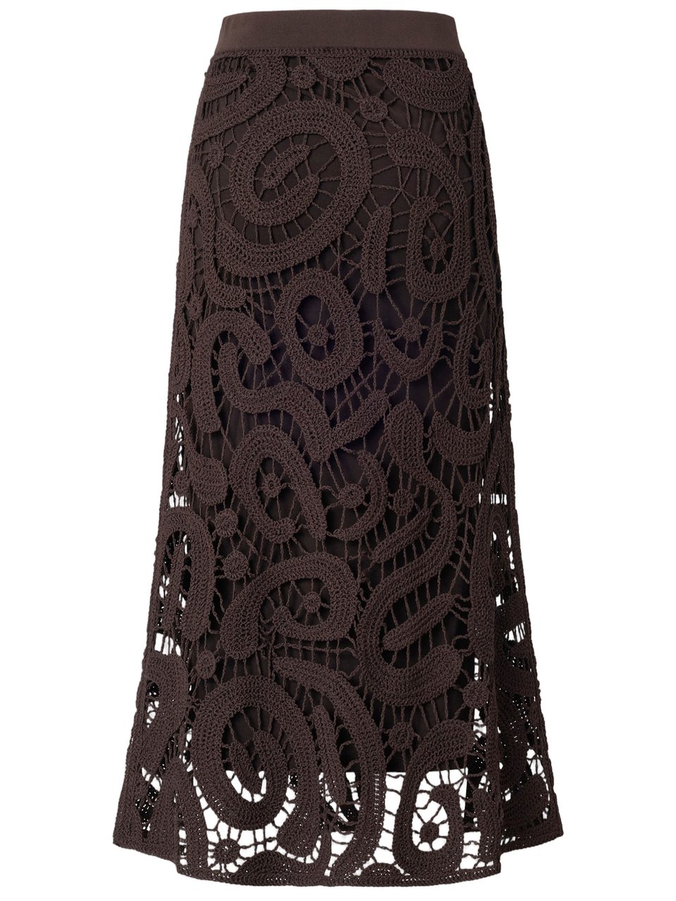 Pinko Brown Viscose Blend Midi Skirt Geometric Zwart