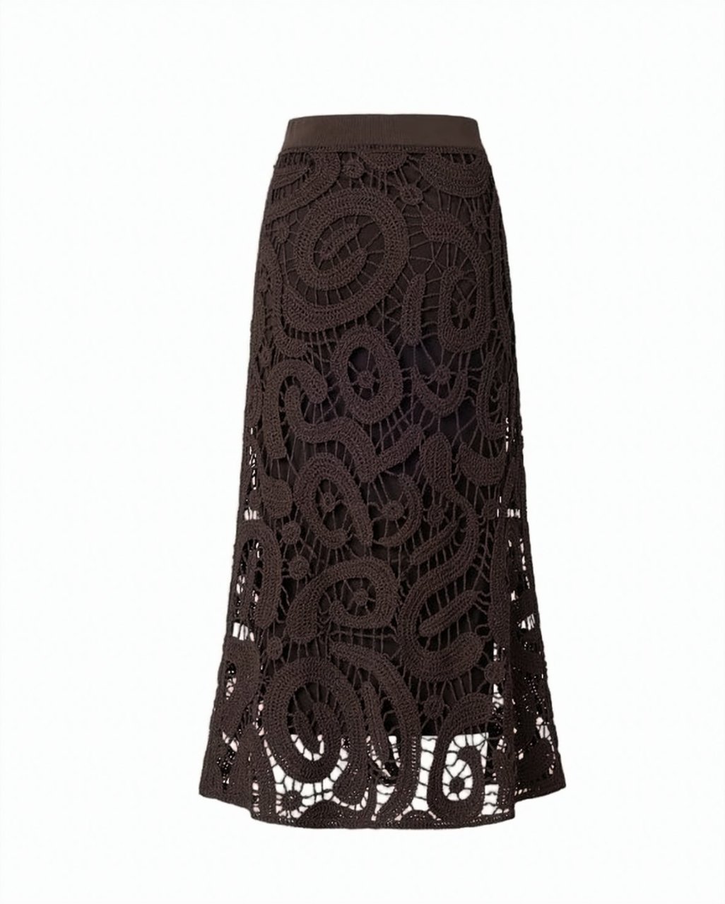 Pinko Maestrale Crochet Flared Midi Skirt Zwart