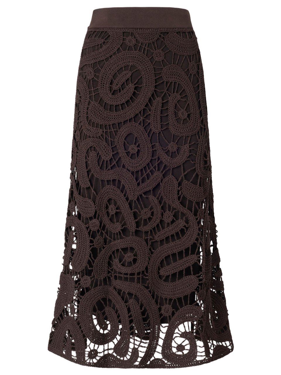 Pinko Brown Viscose Blend Midi Skirt Geometric Zwart