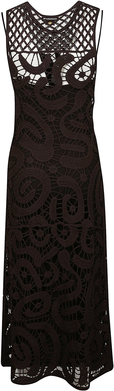 Pinko Bufera Midi Dress Brown Bruin